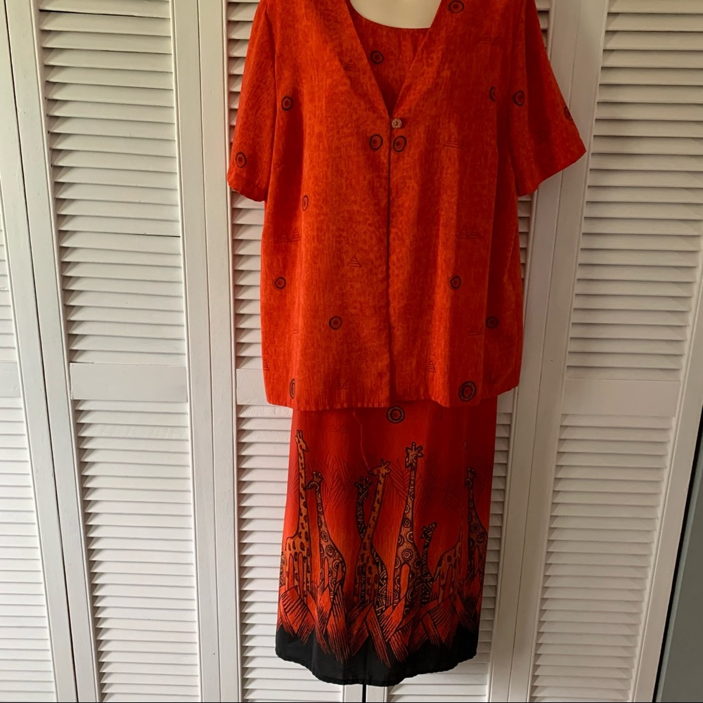 Career Elements Ladies Short Sleeve Light Jacket and Long Dress Set